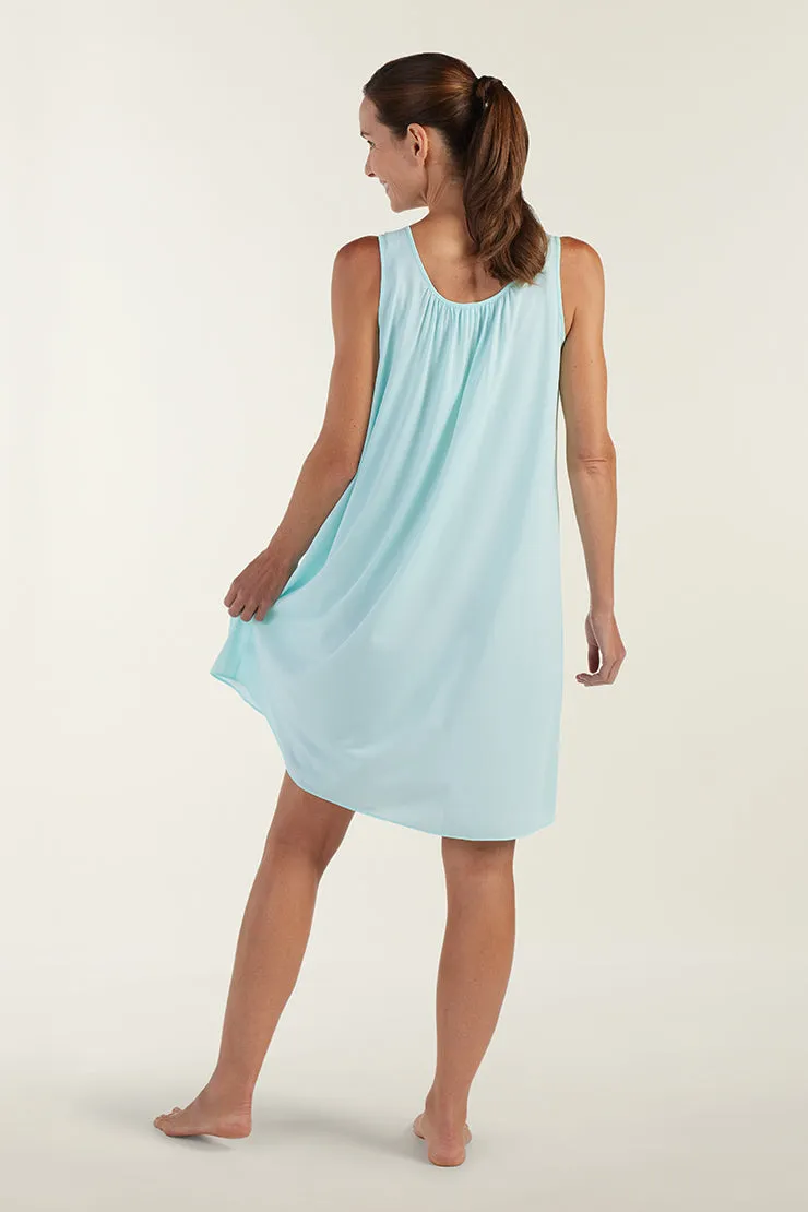 Nylon Tricot Nightgown -Sleeveless Short Gown