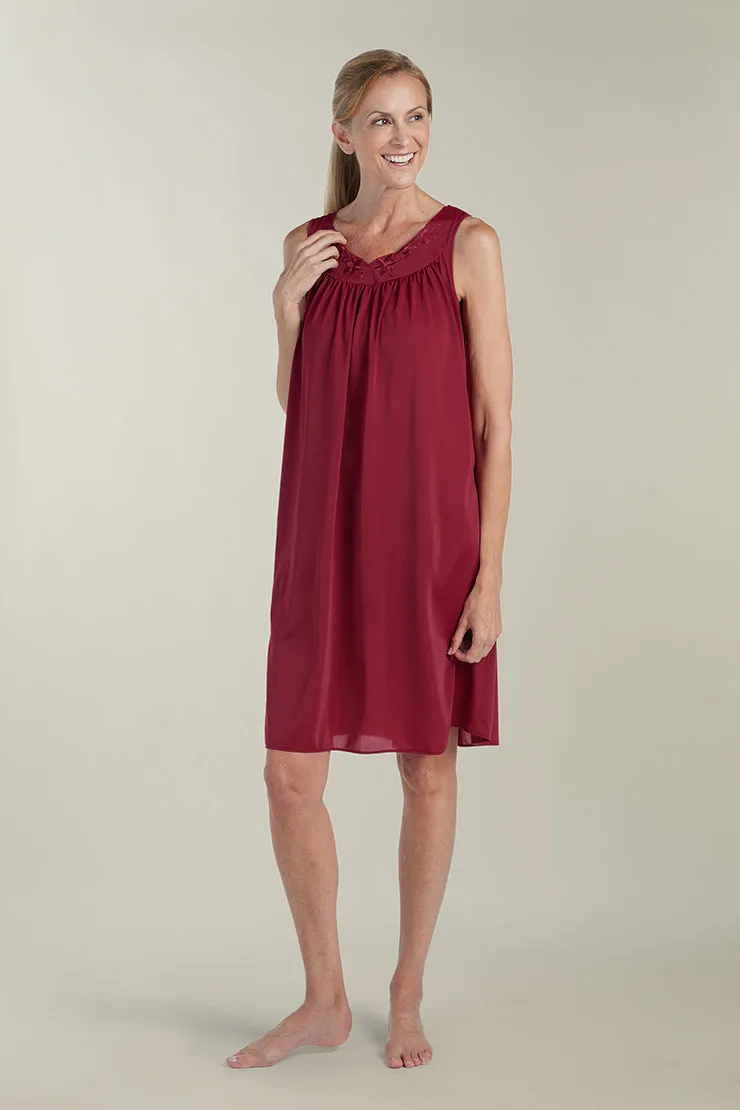 Nylon Tricot Nightgown -Sleeveless Short Gown