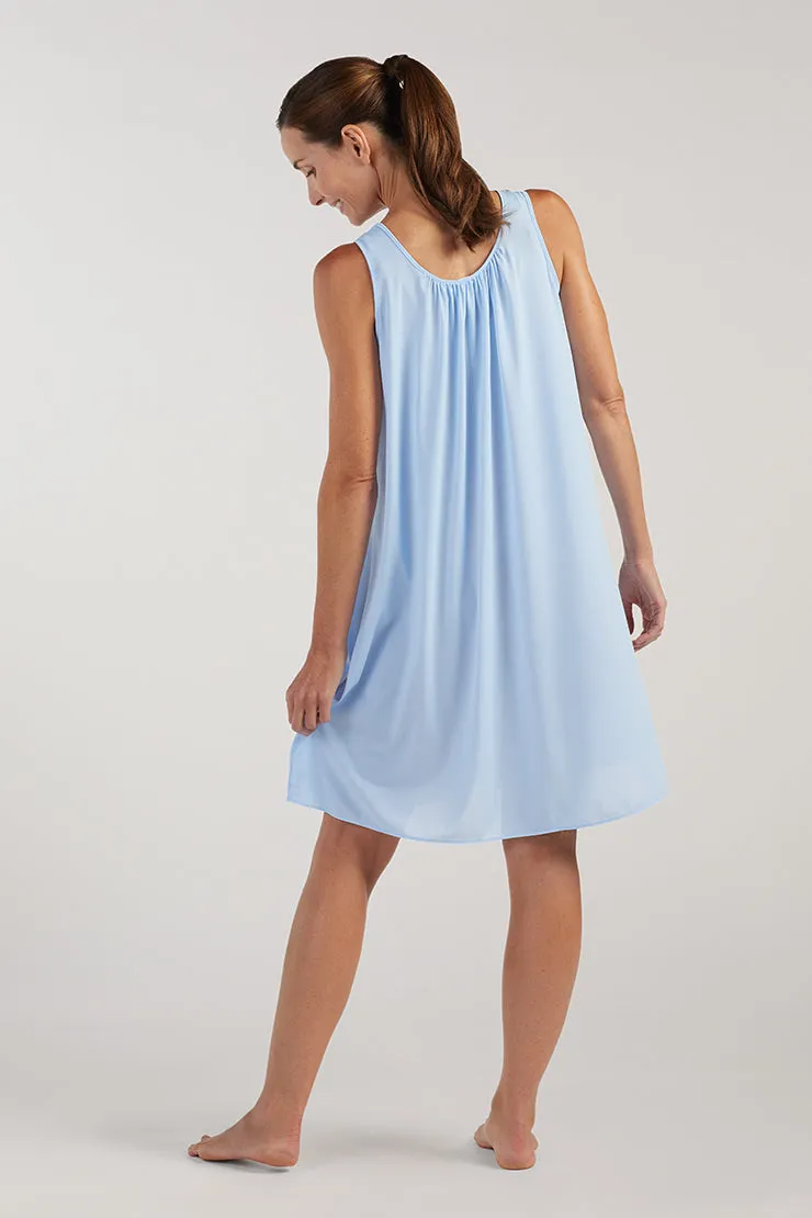 Nylon Tricot Nightgown -Sleeveless Short Gown