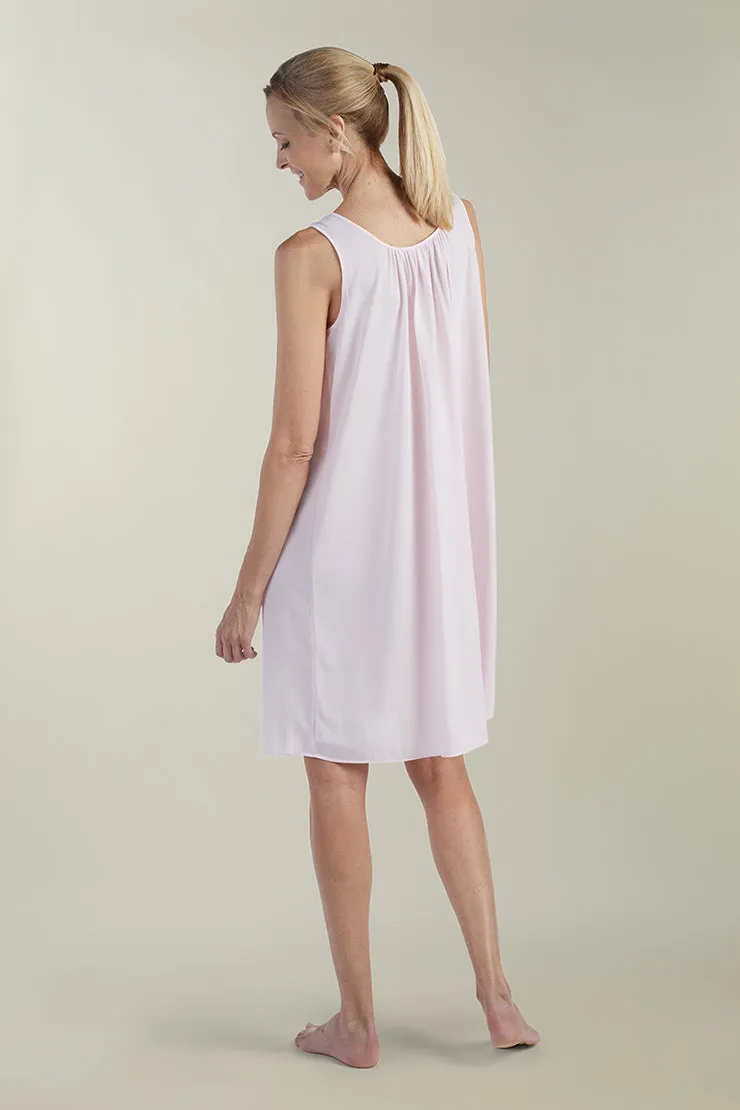 Nylon Tricot Nightgown -Sleeveless Short Gown