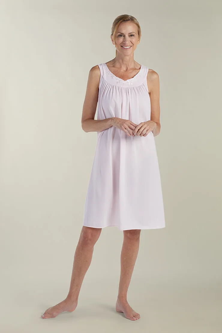 Nylon Tricot Nightgown -Sleeveless Short Gown