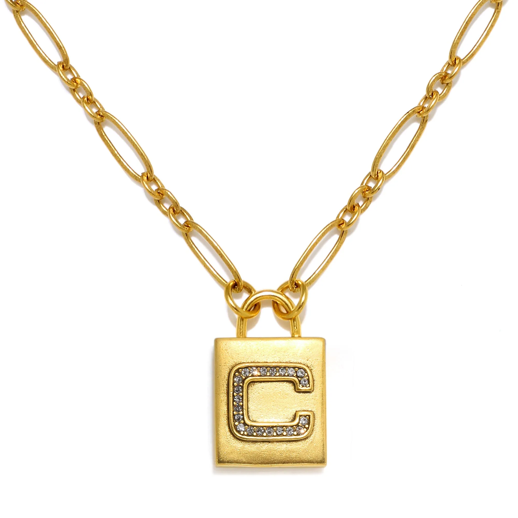 Padlock Initial Necklace