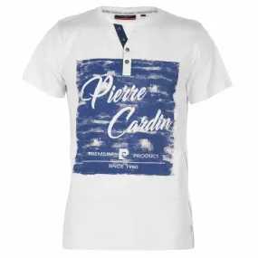 Pierre Cardin Mens Print Y Neck T Shirt V Tee Top Short Sleeve Cotton