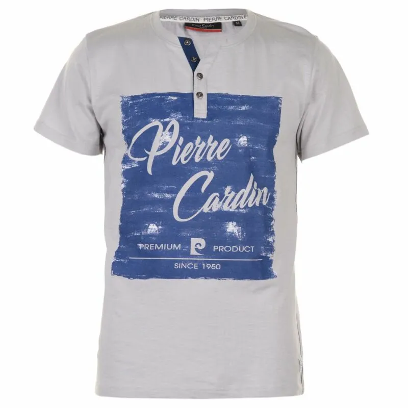 Pierre Cardin Mens Print Y Neck T Shirt V Tee Top Short Sleeve Cotton