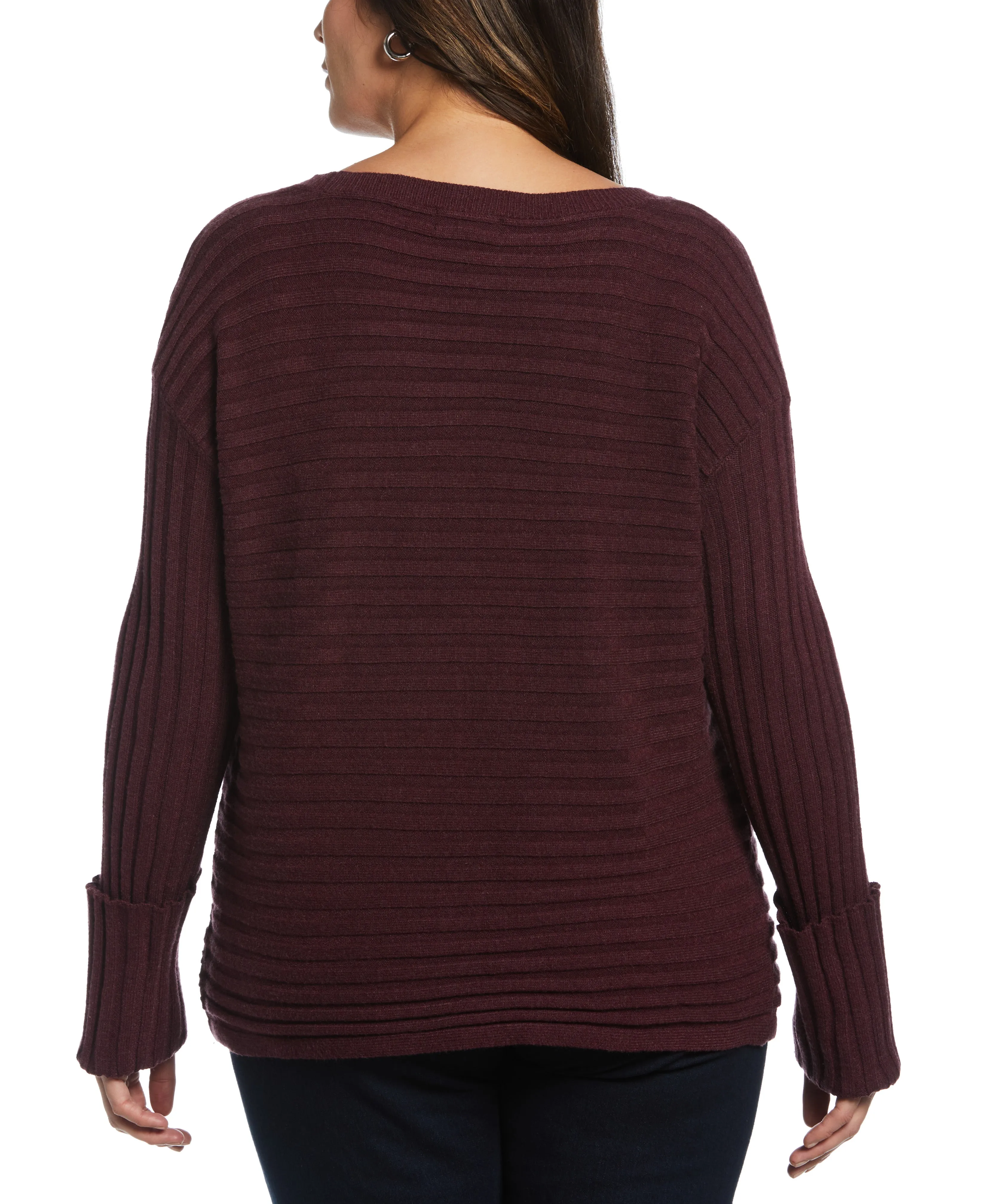 Plus Size Ribbed Sweater with Button Detail