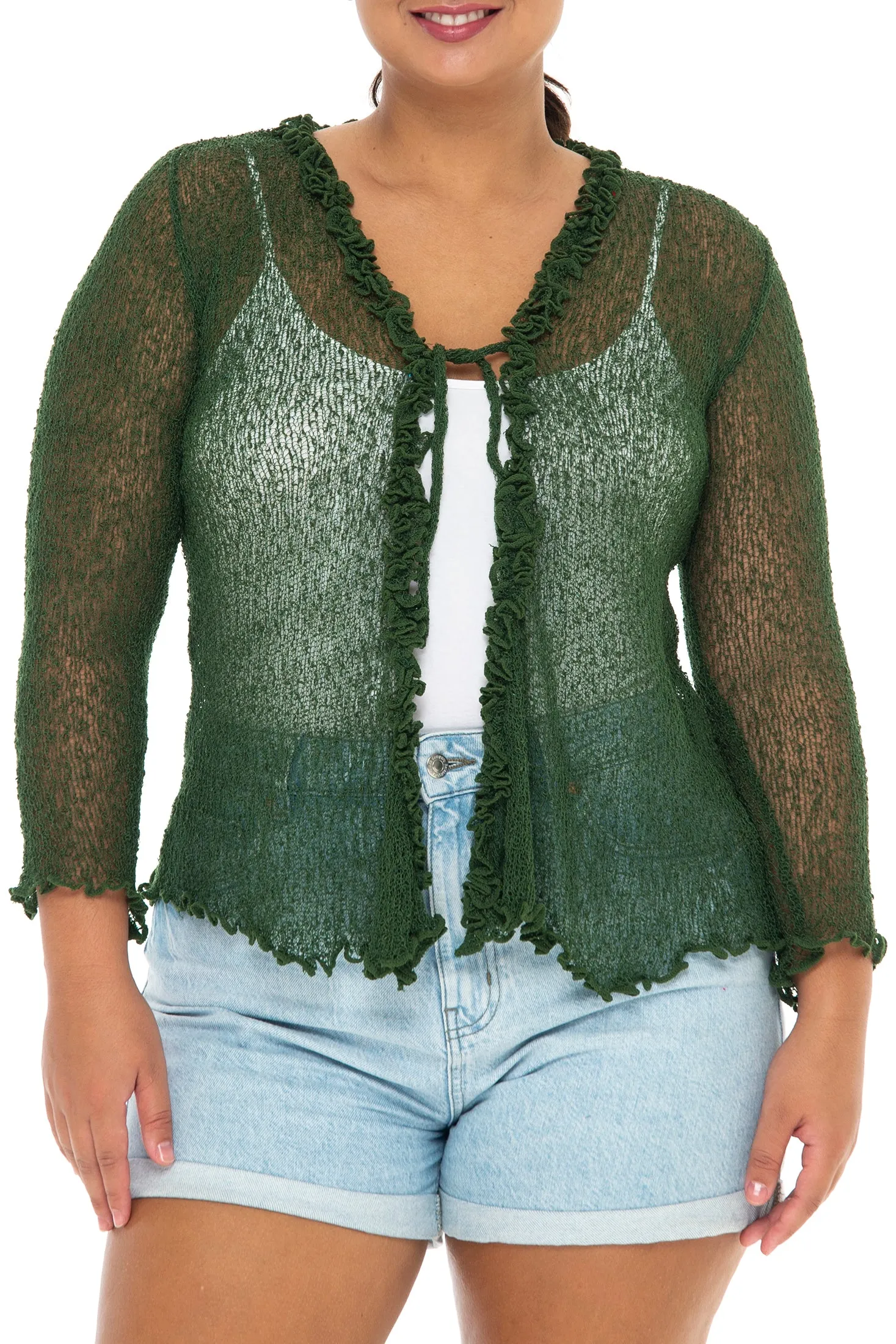 Plus Size Ruffle Bolero Cardigan Shrug