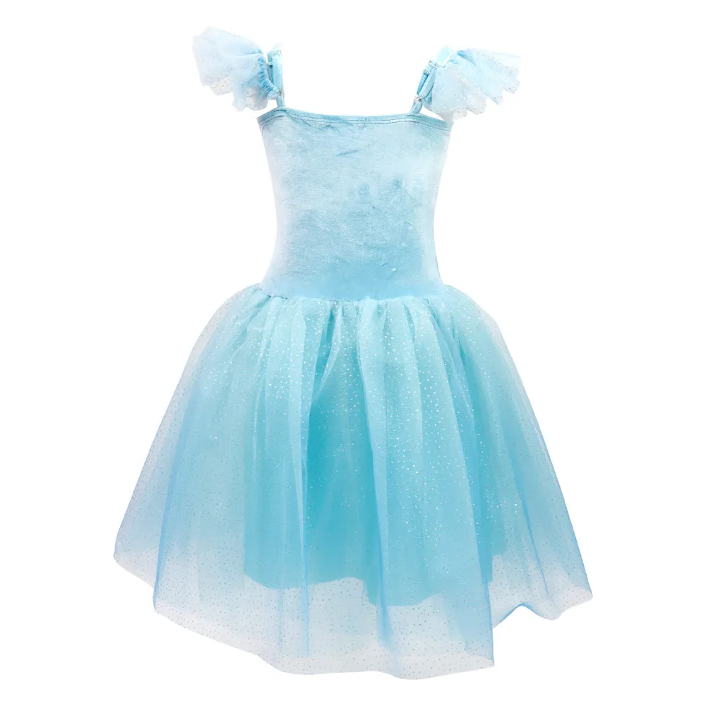 Princess Sapphire Velvet Dress With Tulle Skirt