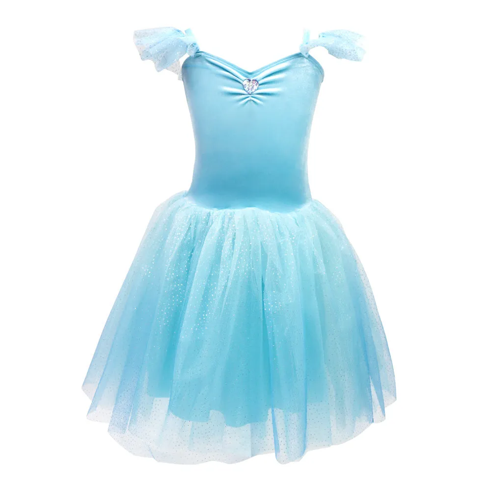 Princess Sapphire Velvet Dress With Tulle Skirt