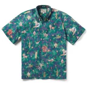 reyn spooner Hawaiian Christmas 2022 navy button front