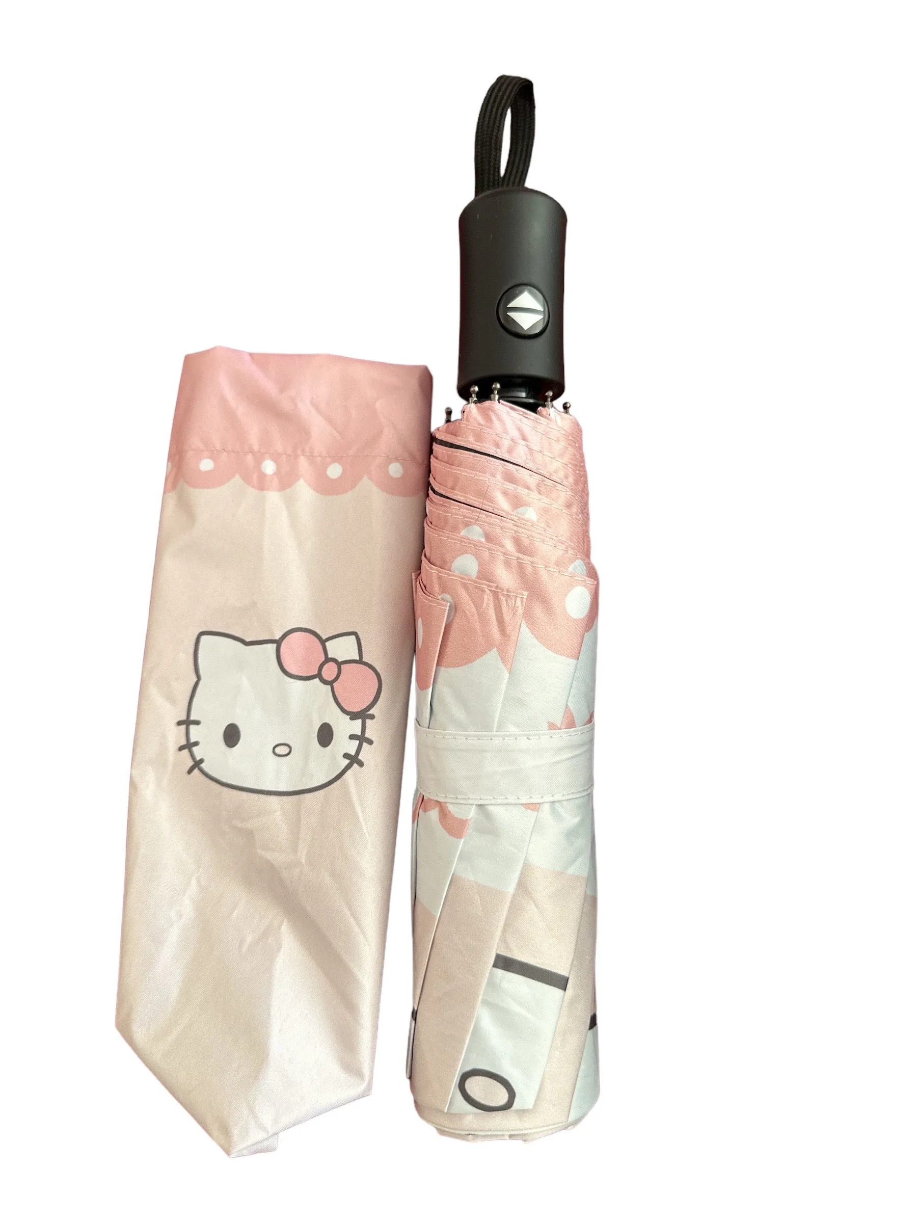 Sanrio Hello Kitty Pattern Automatic Folding Umbrella With UV Protection 4 Pink KY Cats