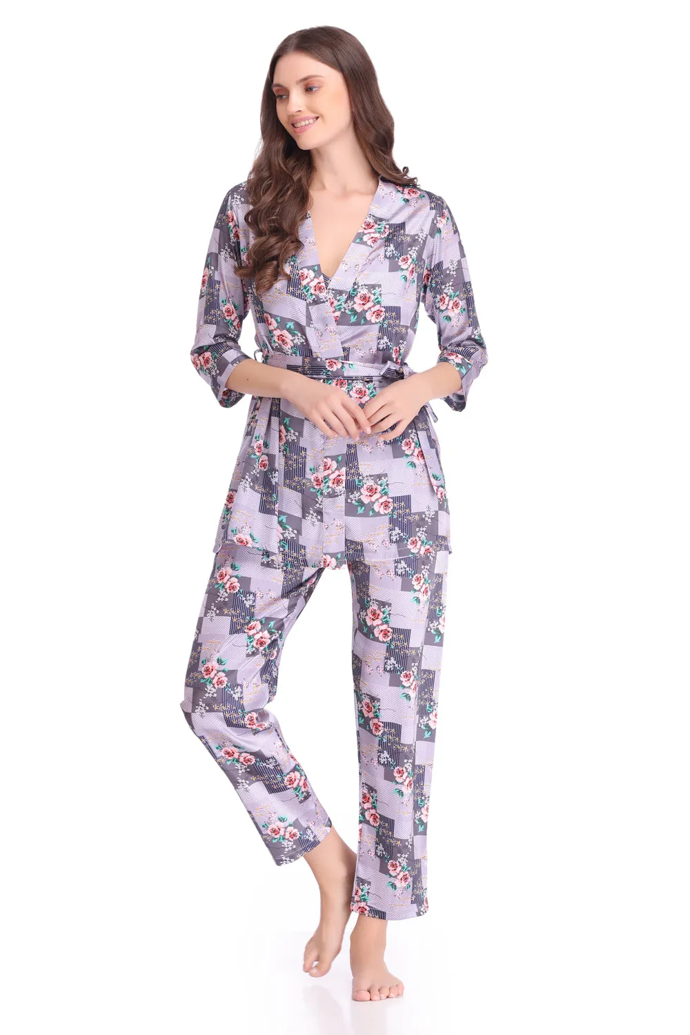 Satin Night suit with Robe