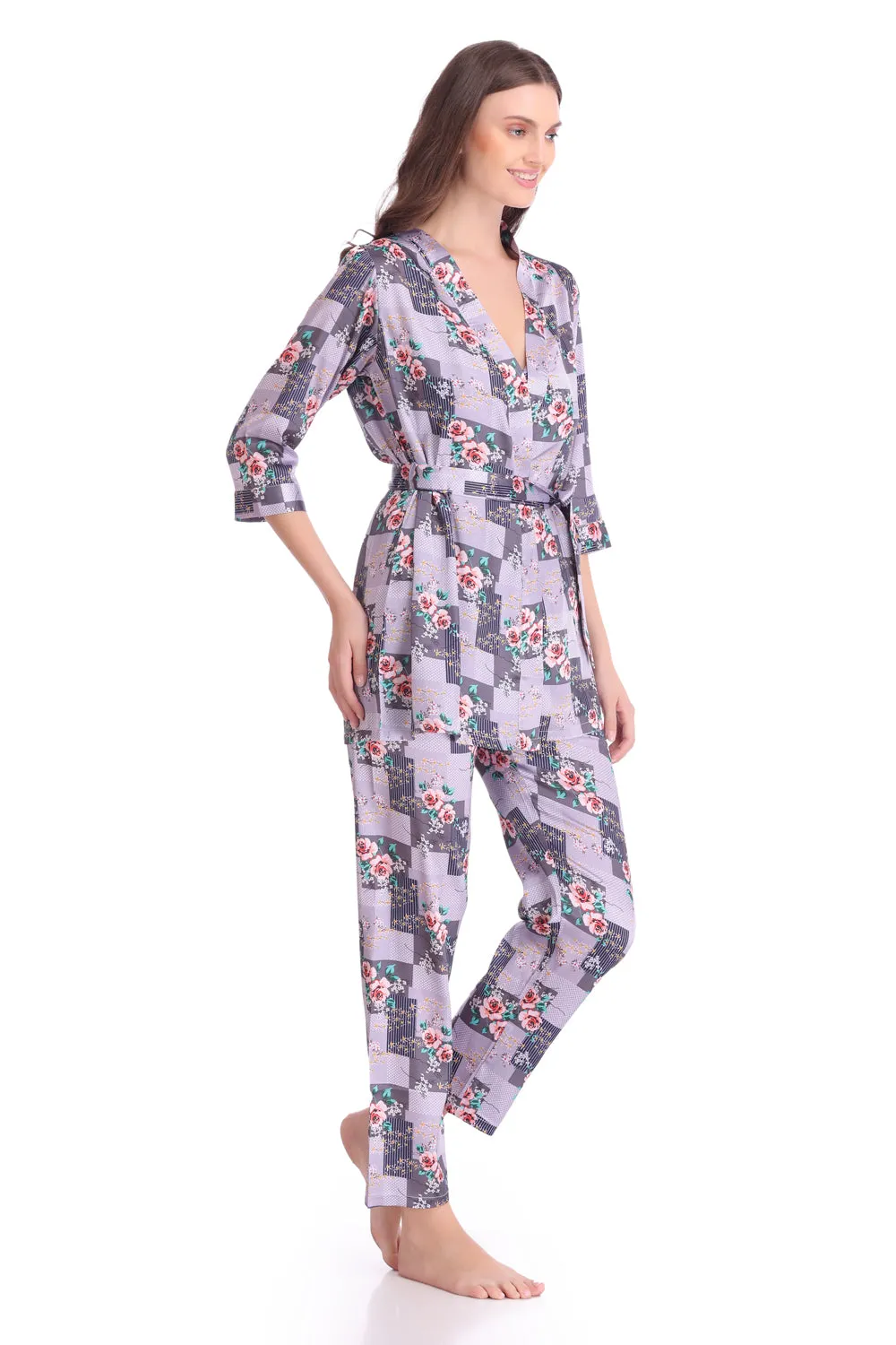 Satin Night suit with Robe