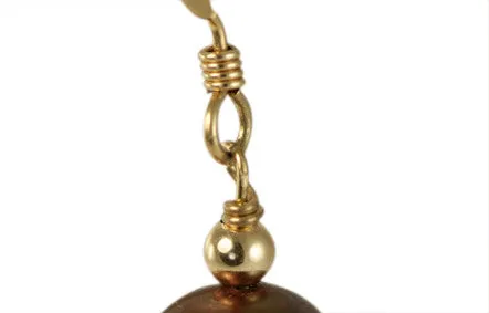 Single Chocolate Bronze Freshwater Pearl with Solid 9ct Gold Bead Hook Earrings