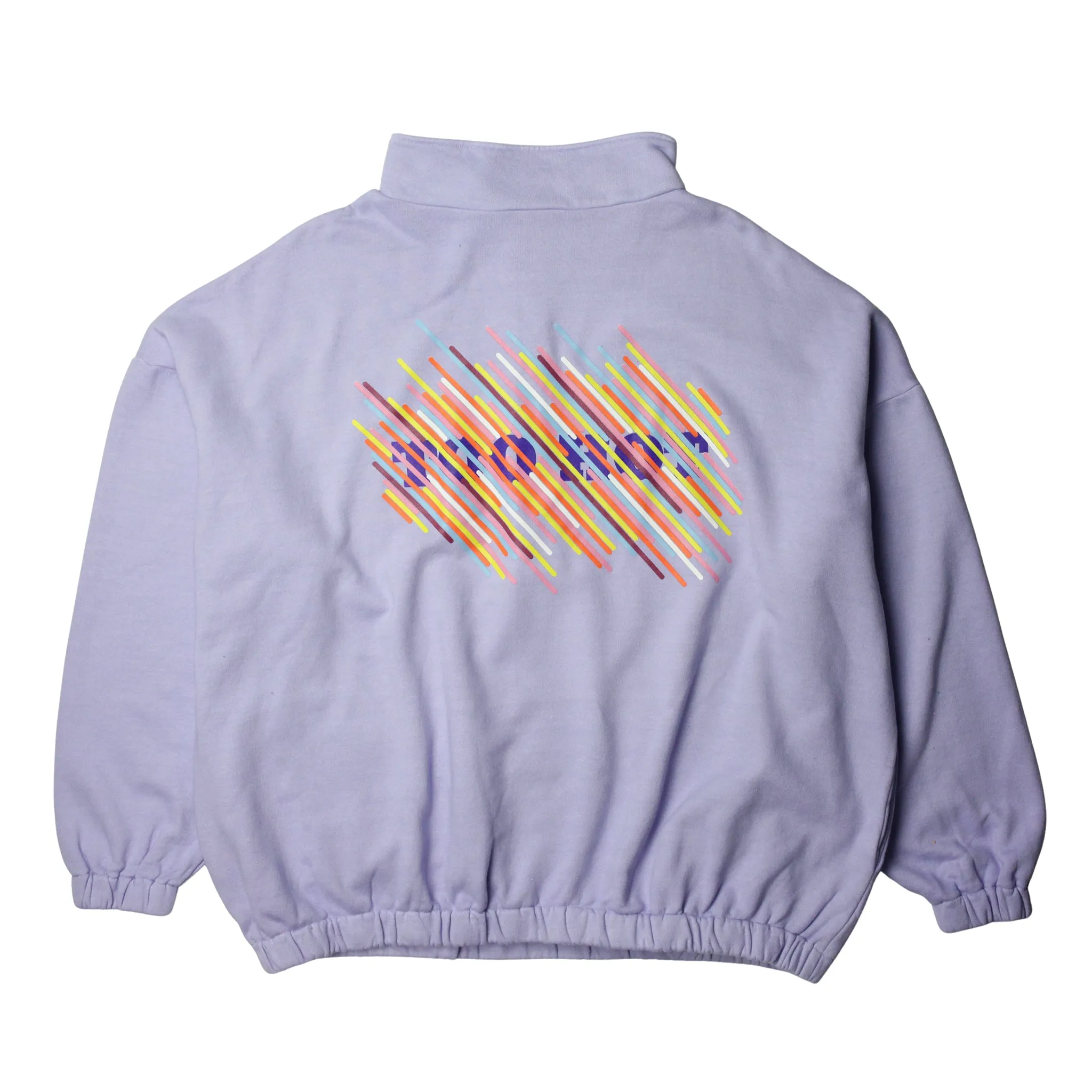 TOO HOT Stripes Lilac Garment Dyed 1/2 Zip Sweatshirt