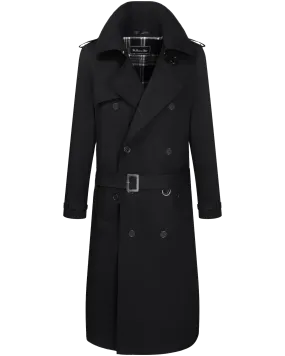 Traditional Black Double Breasted Trench Coat