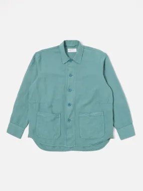 Universal Works Travail Shirt in Sea Blue Linen Cotton Shirting