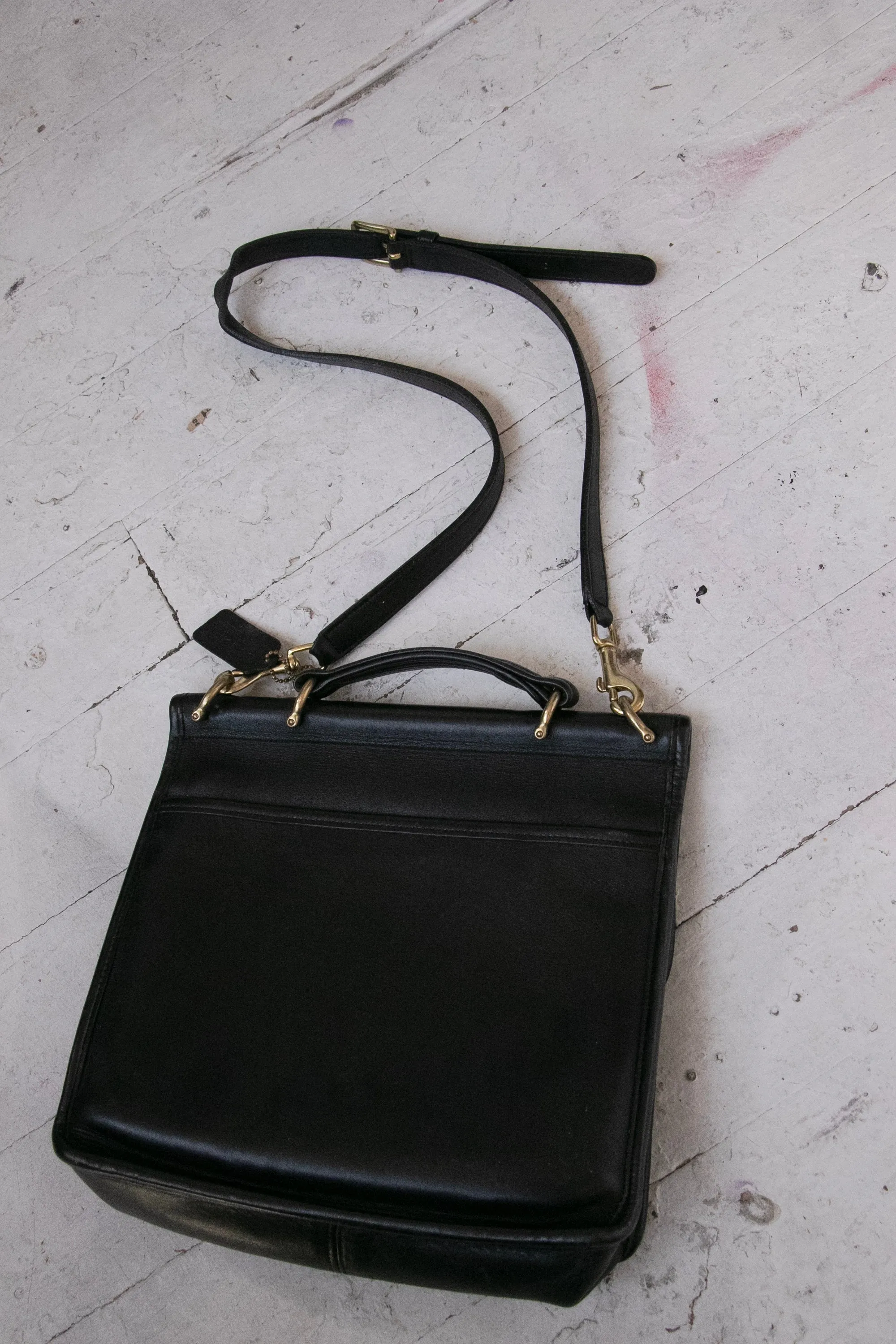 Vintage Coach Purse 1980s Black Leather Willis Cross Body Satchel Bag