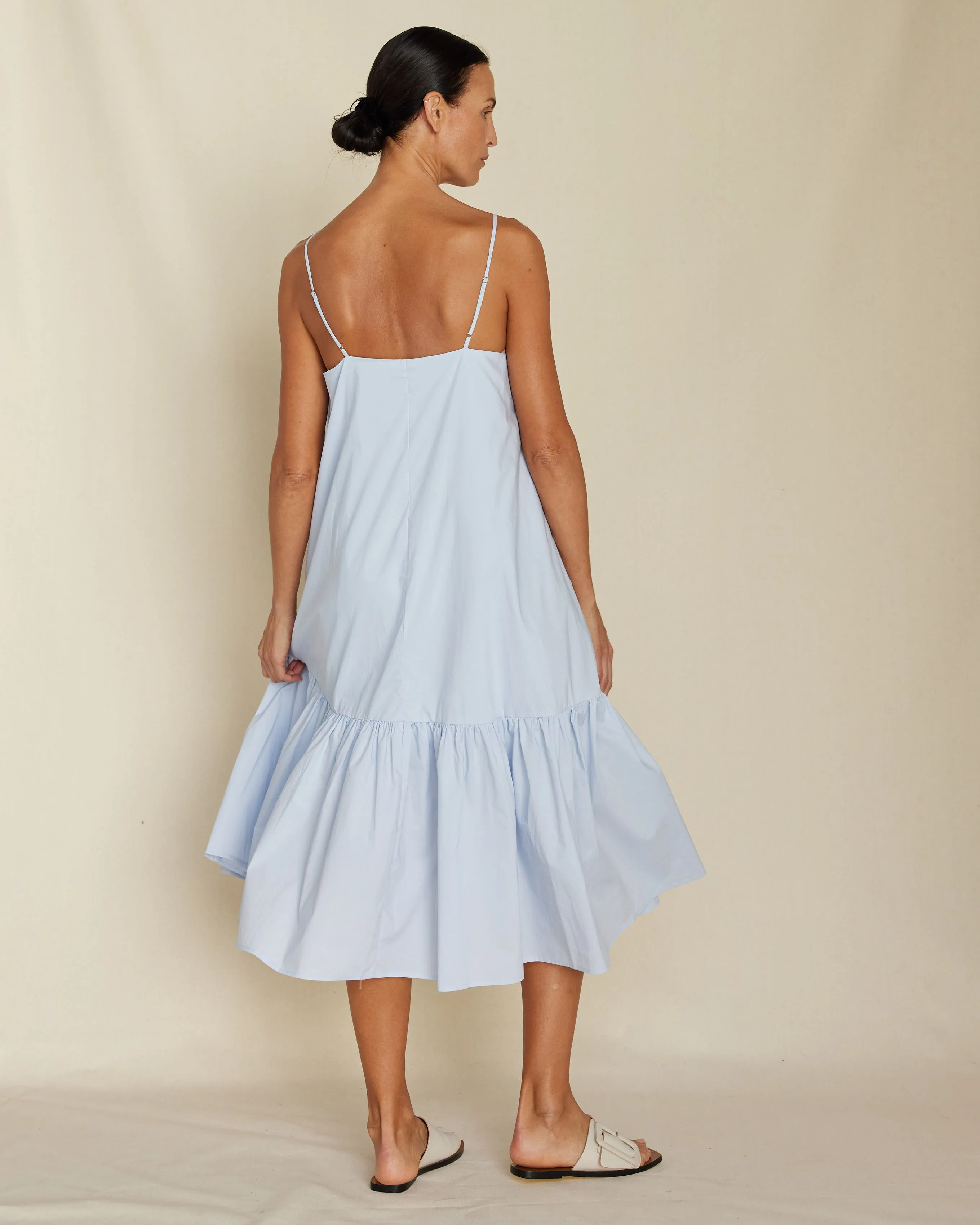 Zadie Poplin Midi Dress - Powder Blue